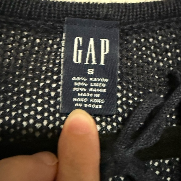 Gap Vintage 2001 Navy Blue Open Knit Rolled Hem Sweater Small Beach Coastal Y2K - Picture 7 of 8